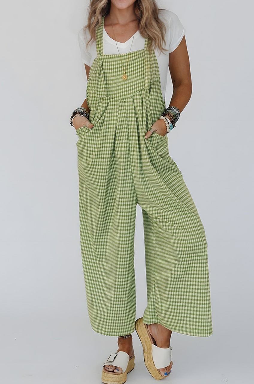 Green Gingham Overalls