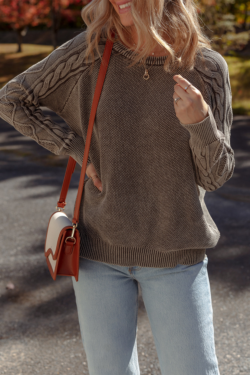 Knit Sleeve Casual Sweater