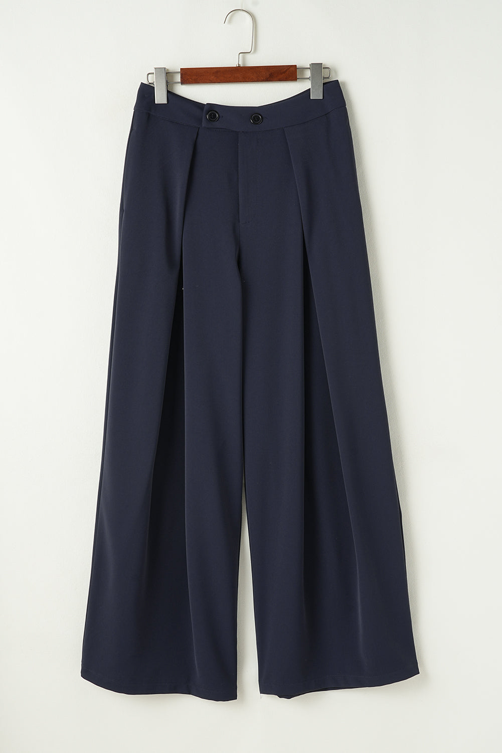 Dirty blue Dual Buttoned High Waist Pleated Wide Leg Pants