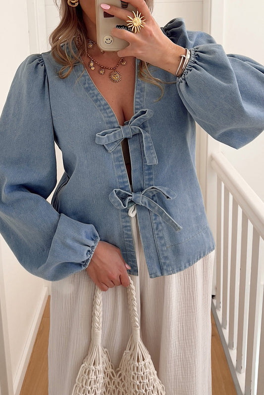 Puff Sleeve Denim Top