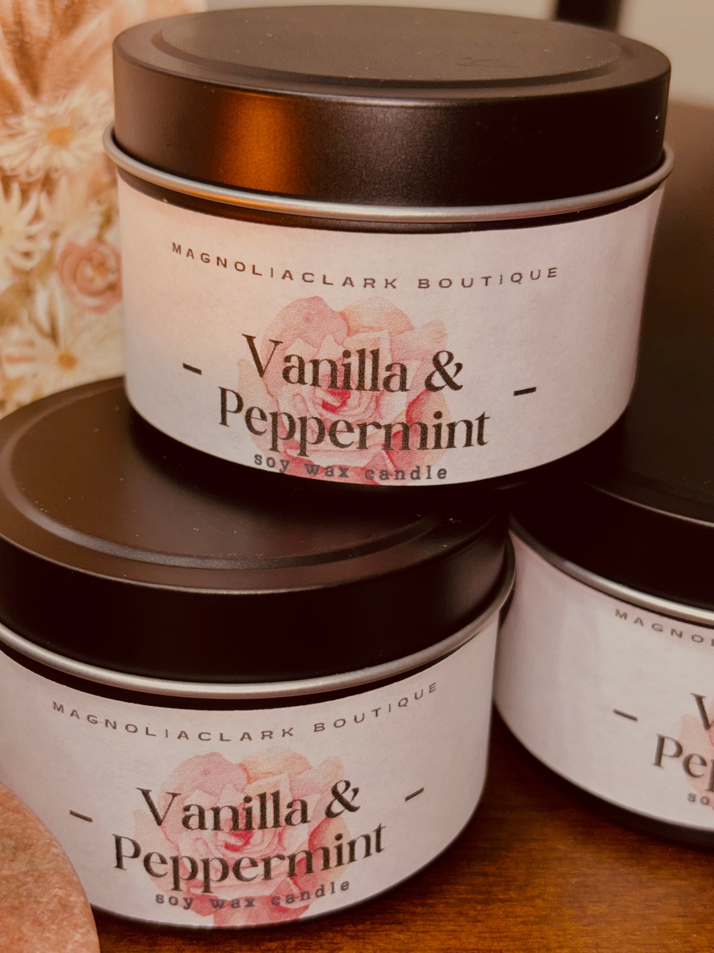 Vanilla & Peppermint Candle- 2oz