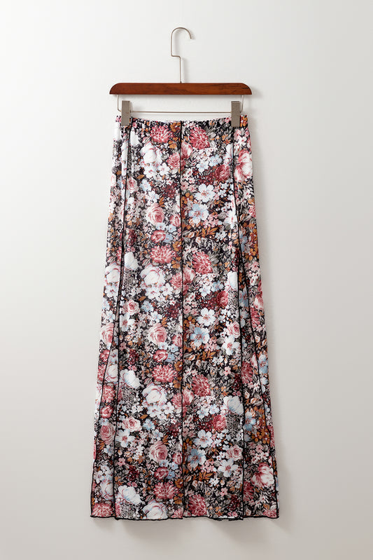 Brown Floral Maxi Skirt